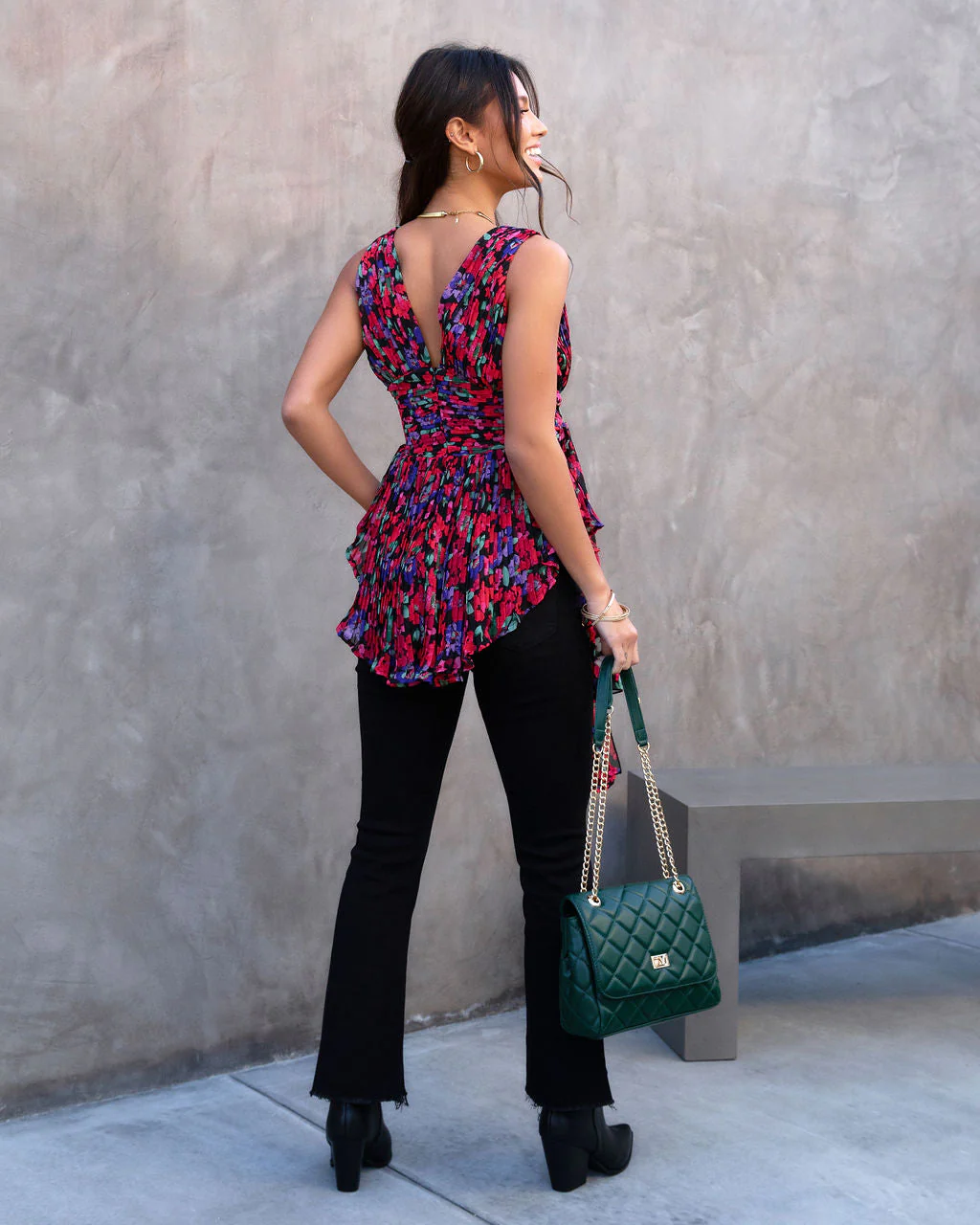 Perfect Lover Floral Pleated Top