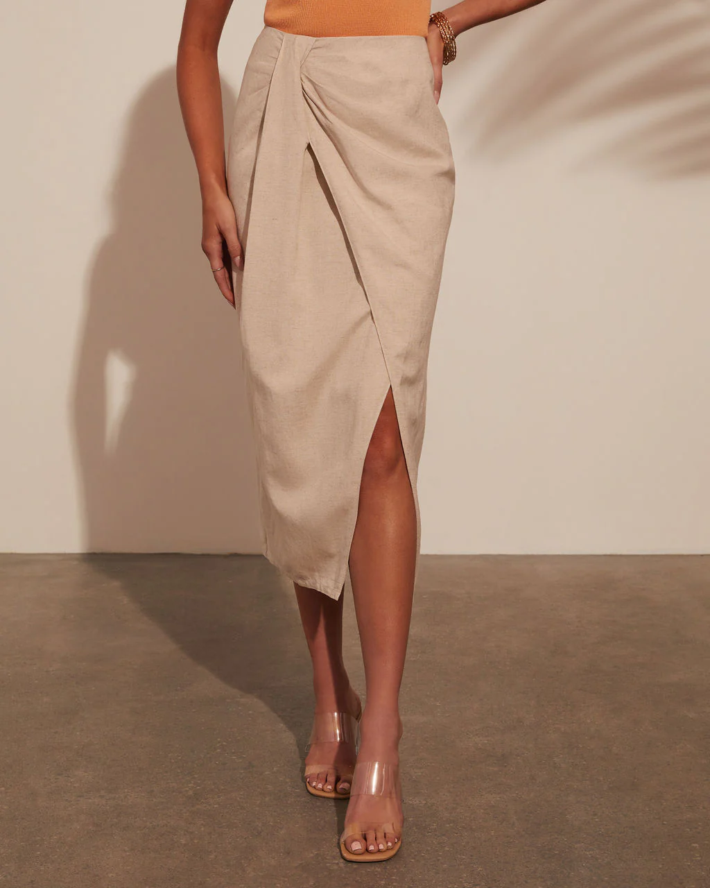 Dubai Linen Tulip Midi Skirt