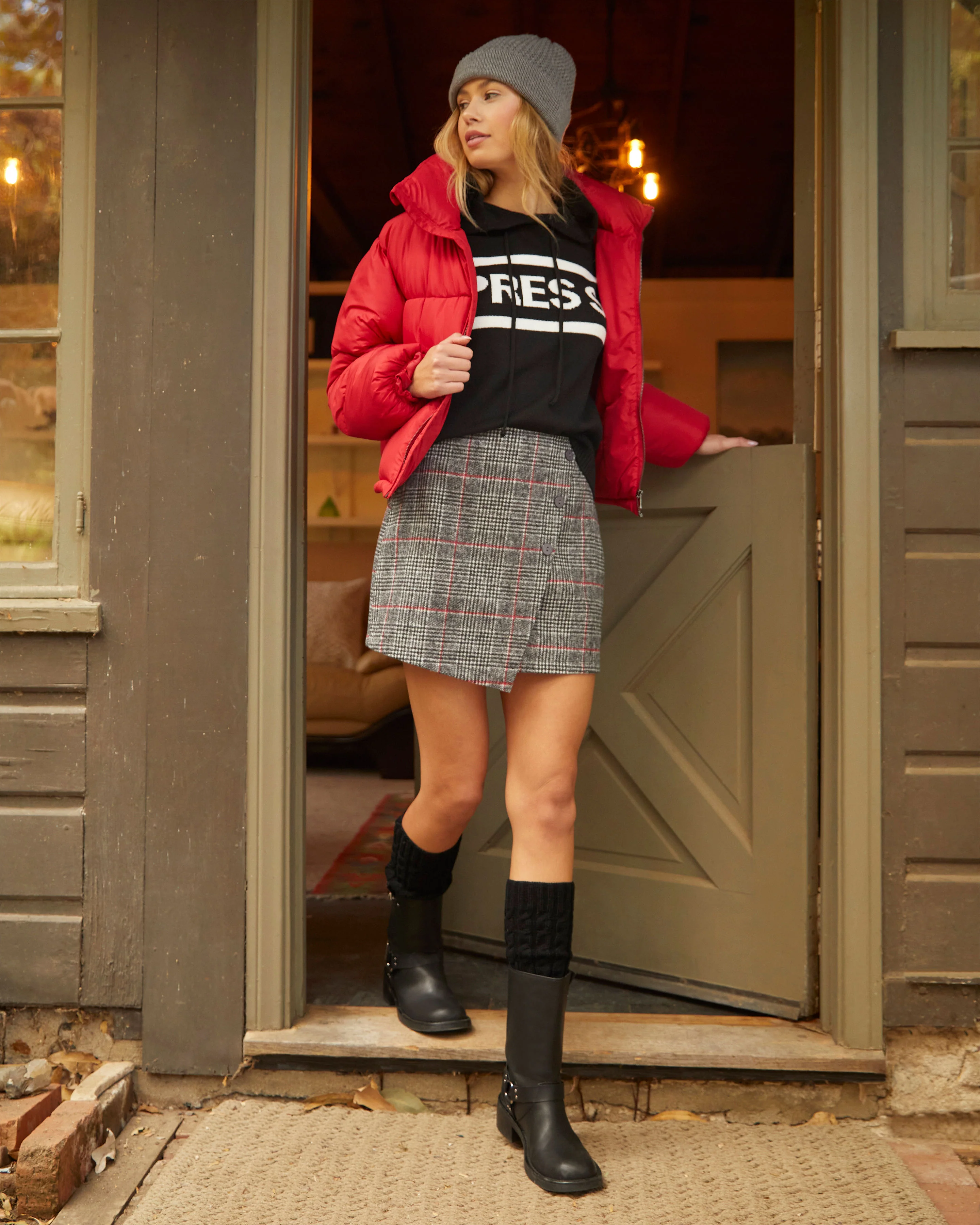 Rockland Tweed Wrap Mini Skirt