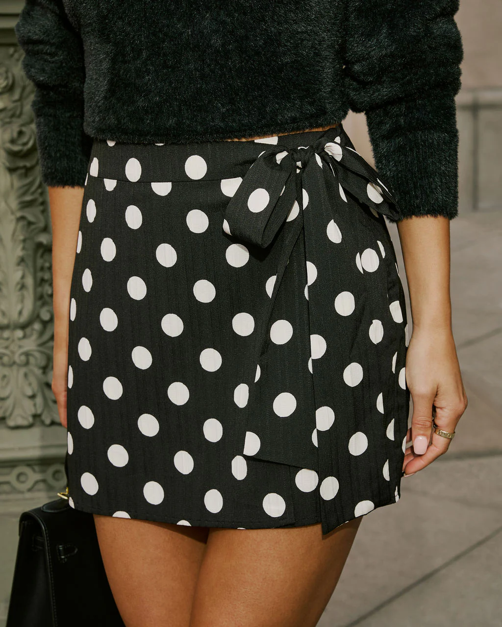 Mademoiselle Side Tie Polka Dot Mini Skirt
