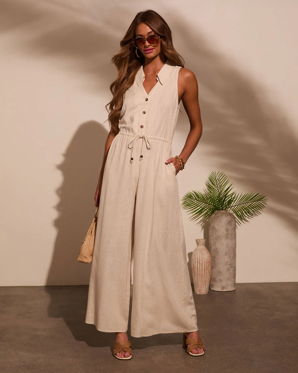 Finlee Waist Tie Linen Jumpsuit