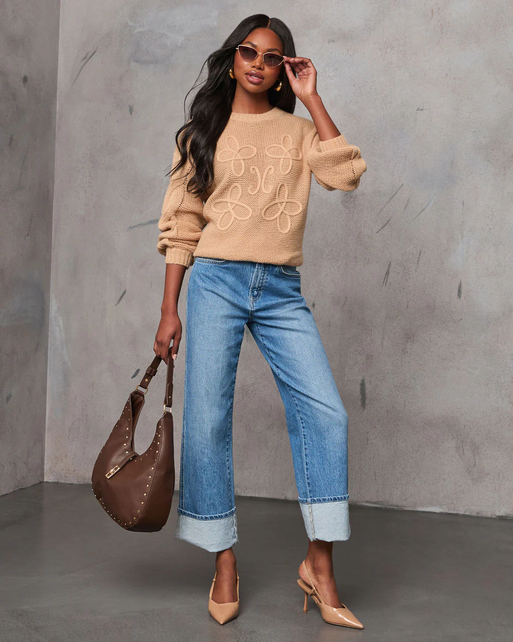 Natalee Embroidered Crew Neck Sweater