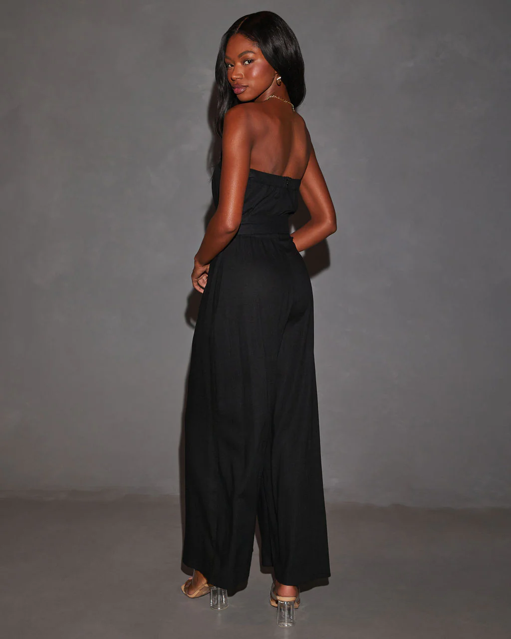 Kylan Linen Blend Belted Strapless Jumpsuit