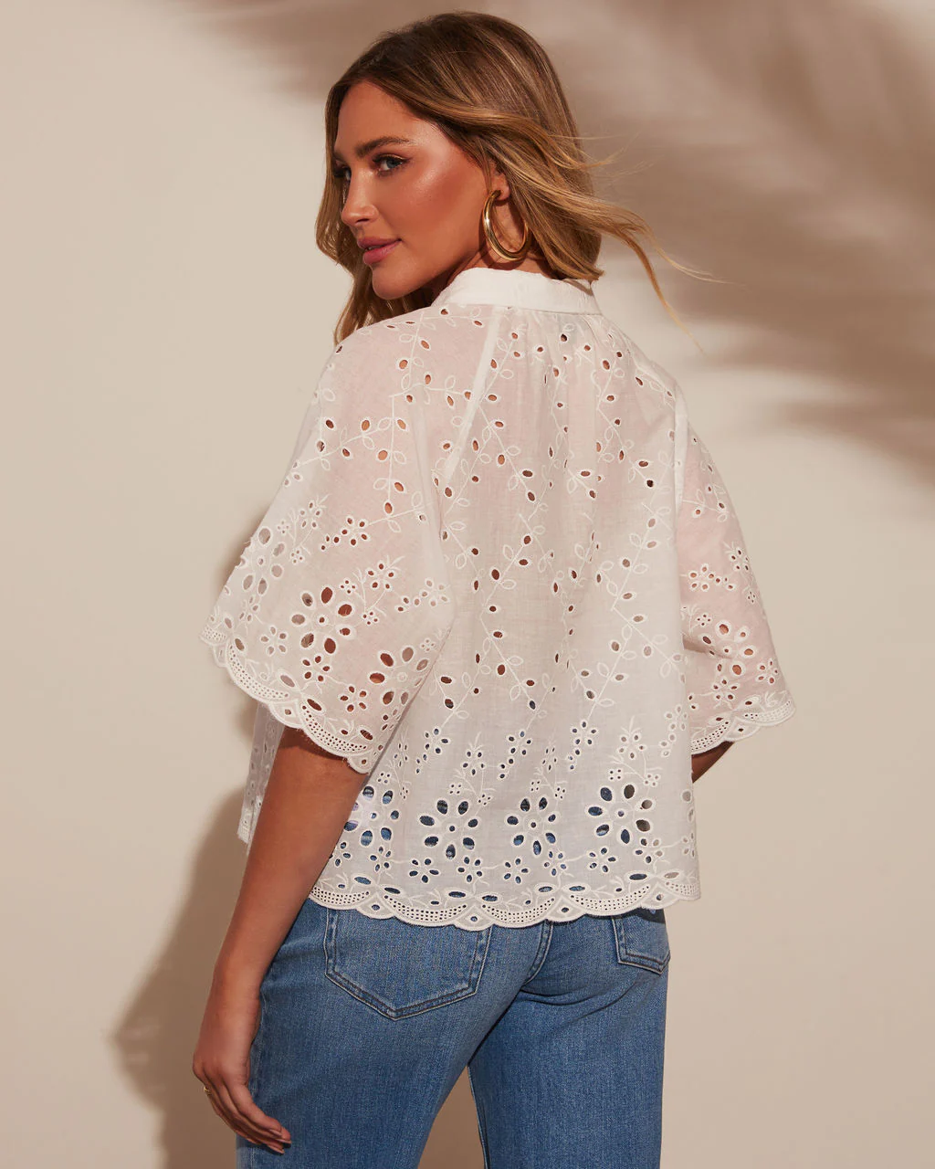 Sweet Tea Button Down Eyelet Top