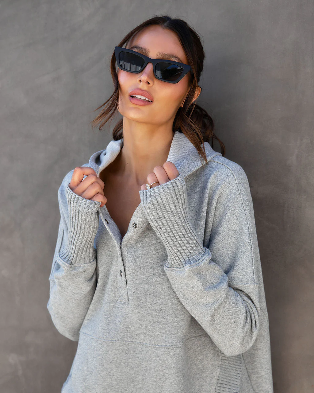 Mindful Cotton Pocketed Henley Hoodie