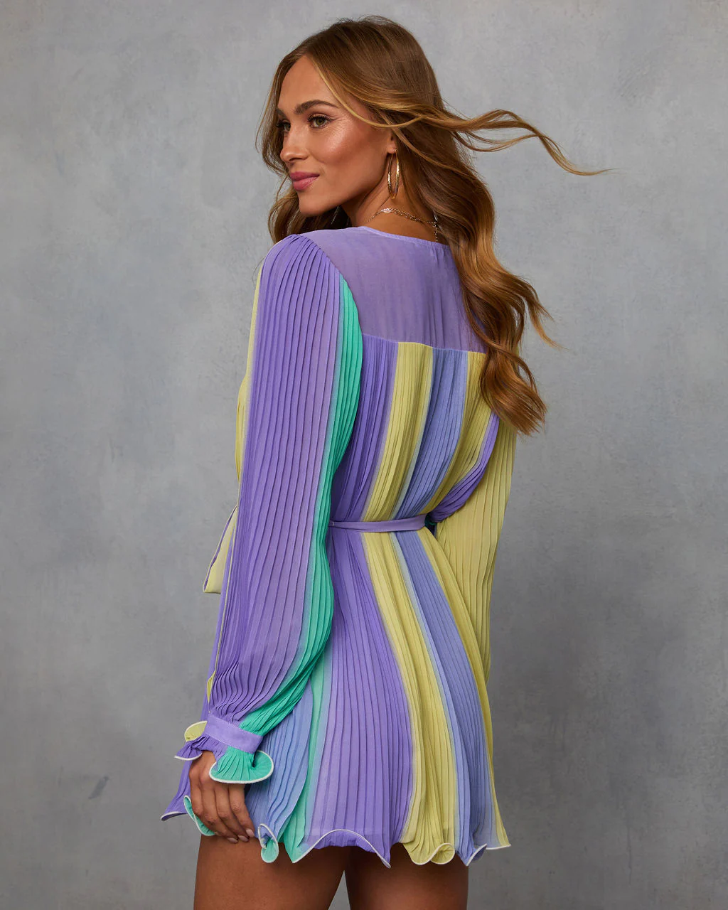 Samarie Pleated Colorblock Mini Dress
