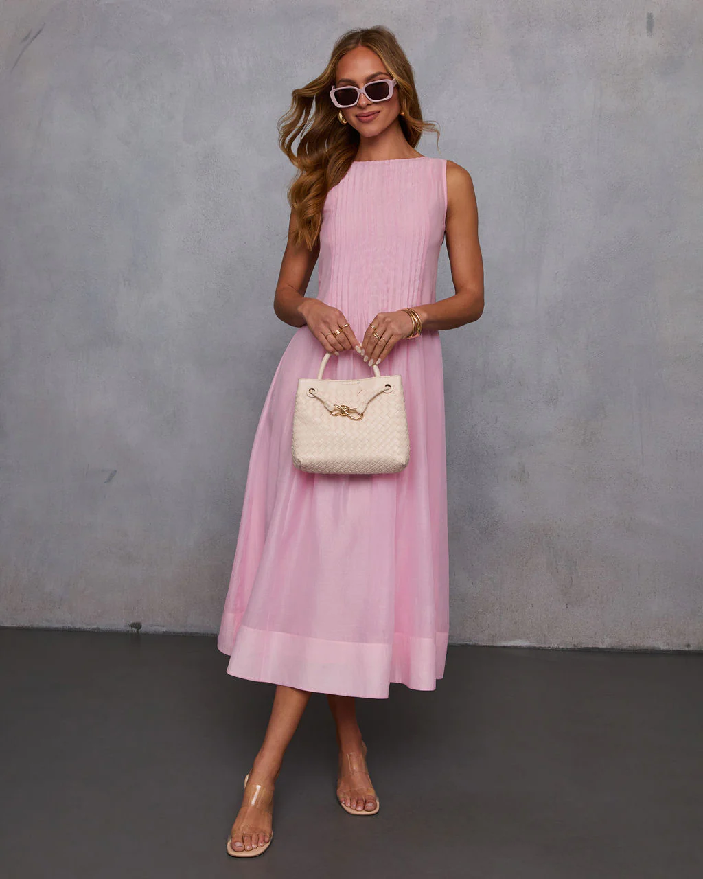 Shes Timeless Pintuck Organza Midi Dress