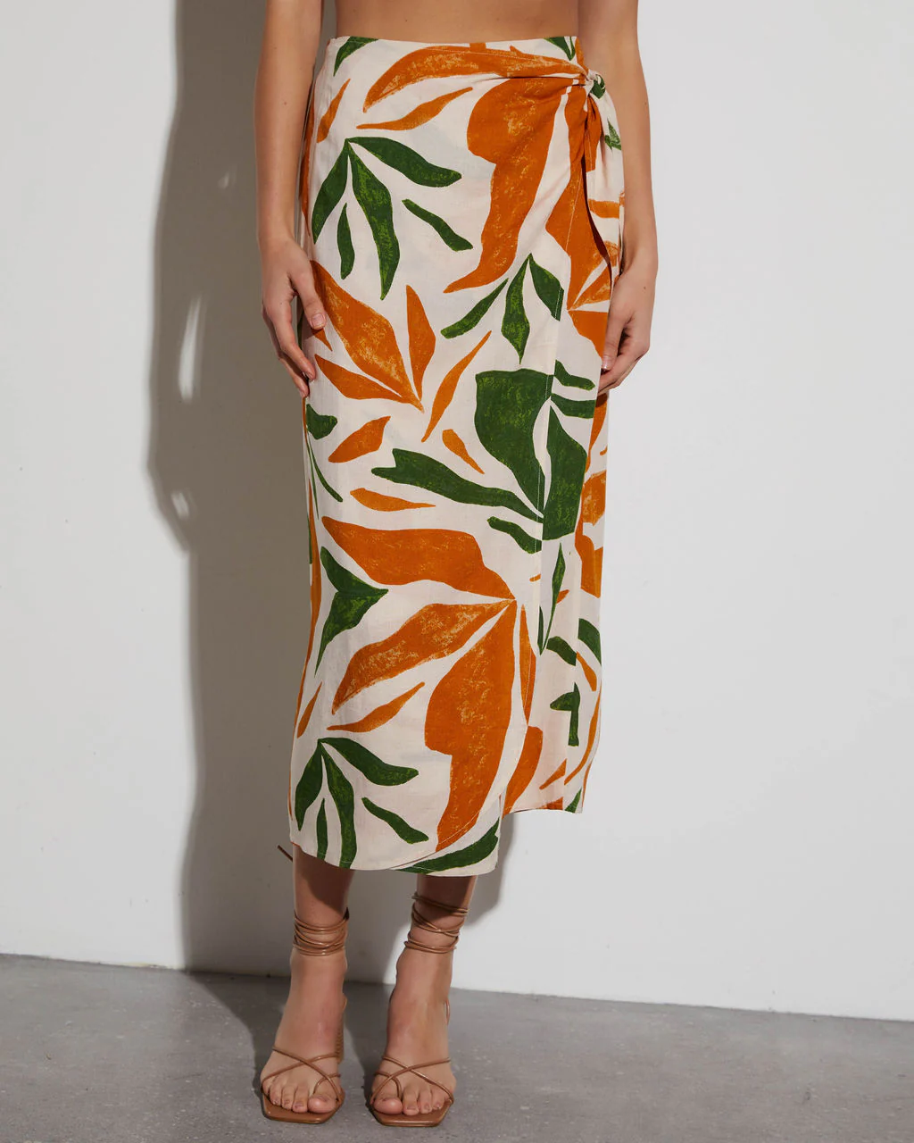 Rainforest Printed Wrap Midi Skirt