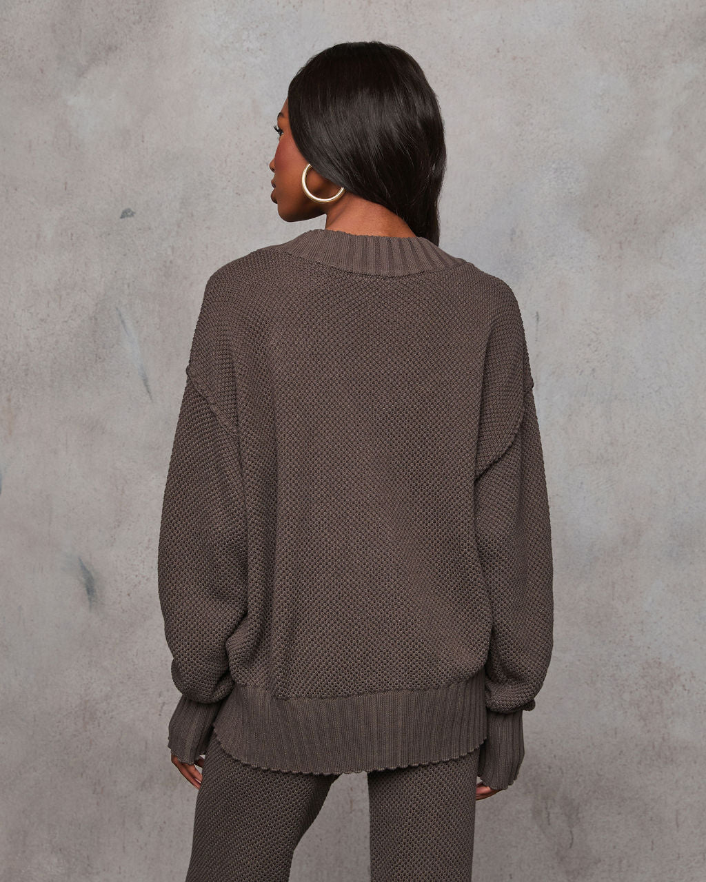 Find The Calm Front Button Textured Knit Cardigan