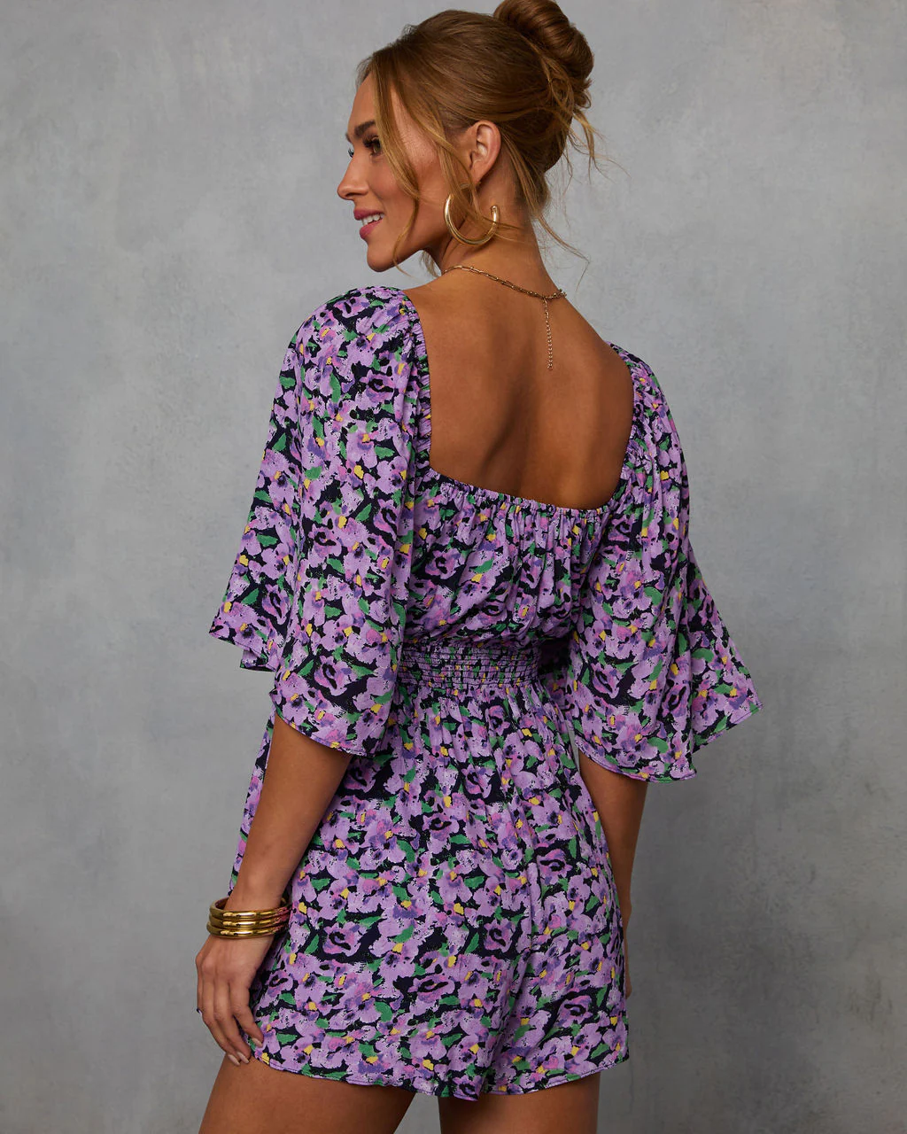 Gentle Garden Front Tie Cutout Romper