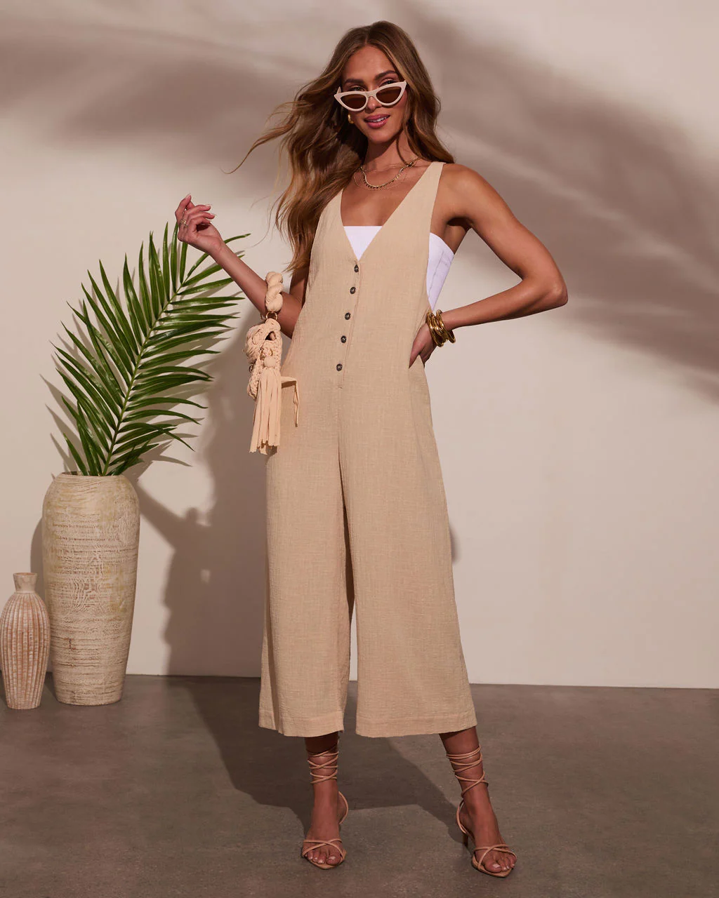 Dune Dreams Gauze Button Down Jumpsuit