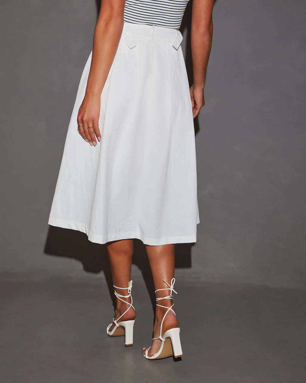 Charlena A-Line Pocketed Midi Skirt