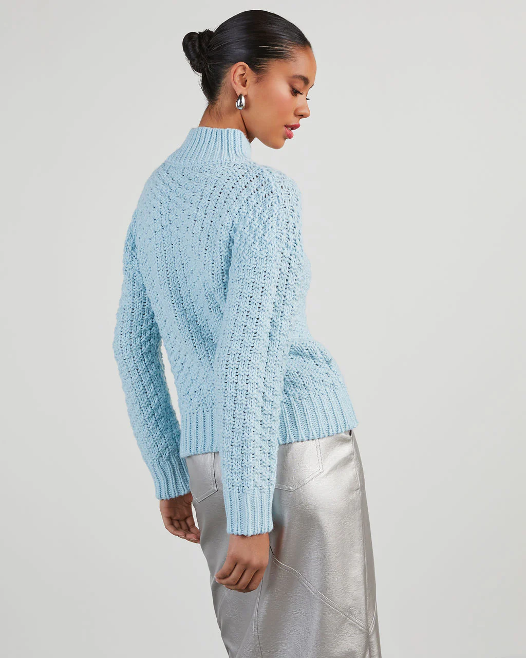 Kerri Textured Mock Neck Knit Sweater