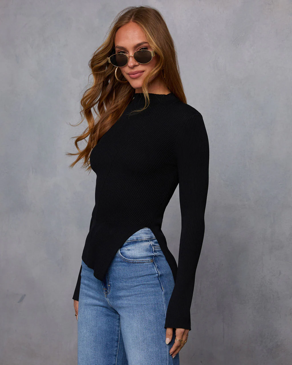 Reina Ribbed Mockneck Top