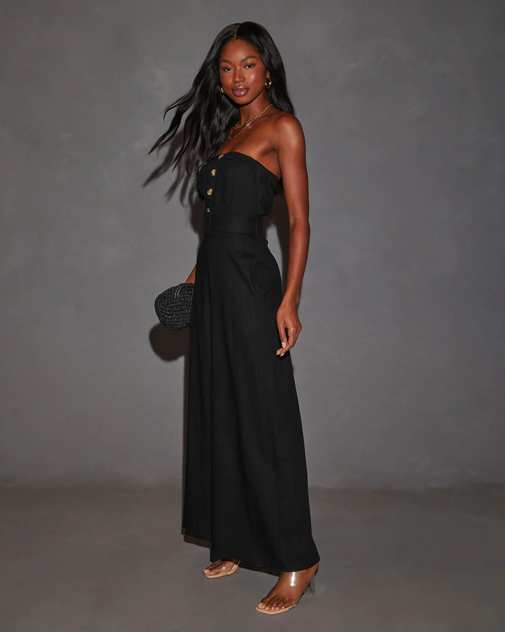 Kylan Linen Blend Belted Strapless Jumpsuit