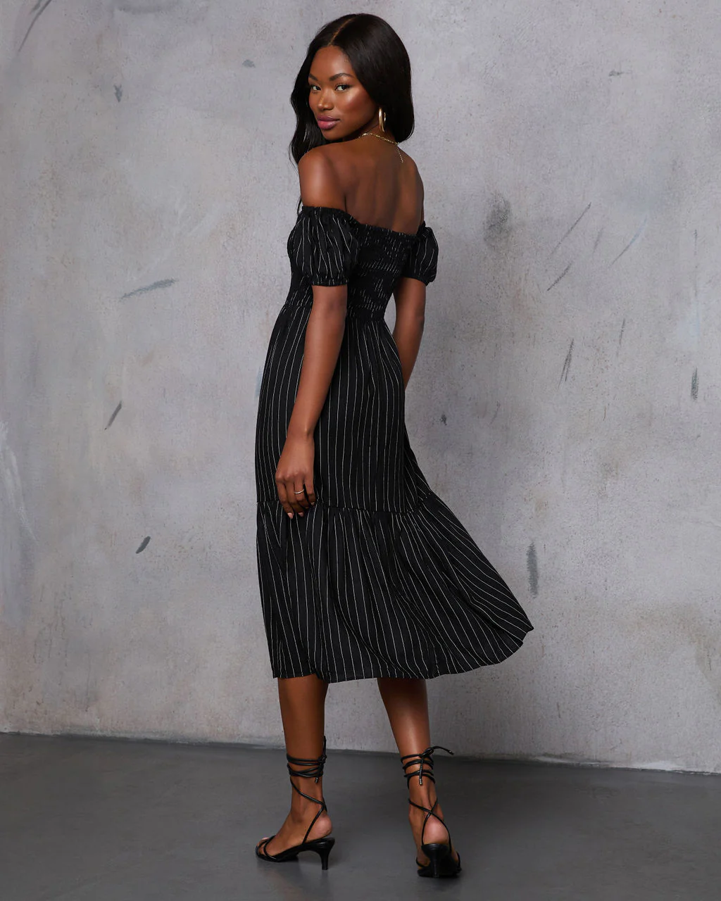 Harvest Moons Striped Midi Dress
