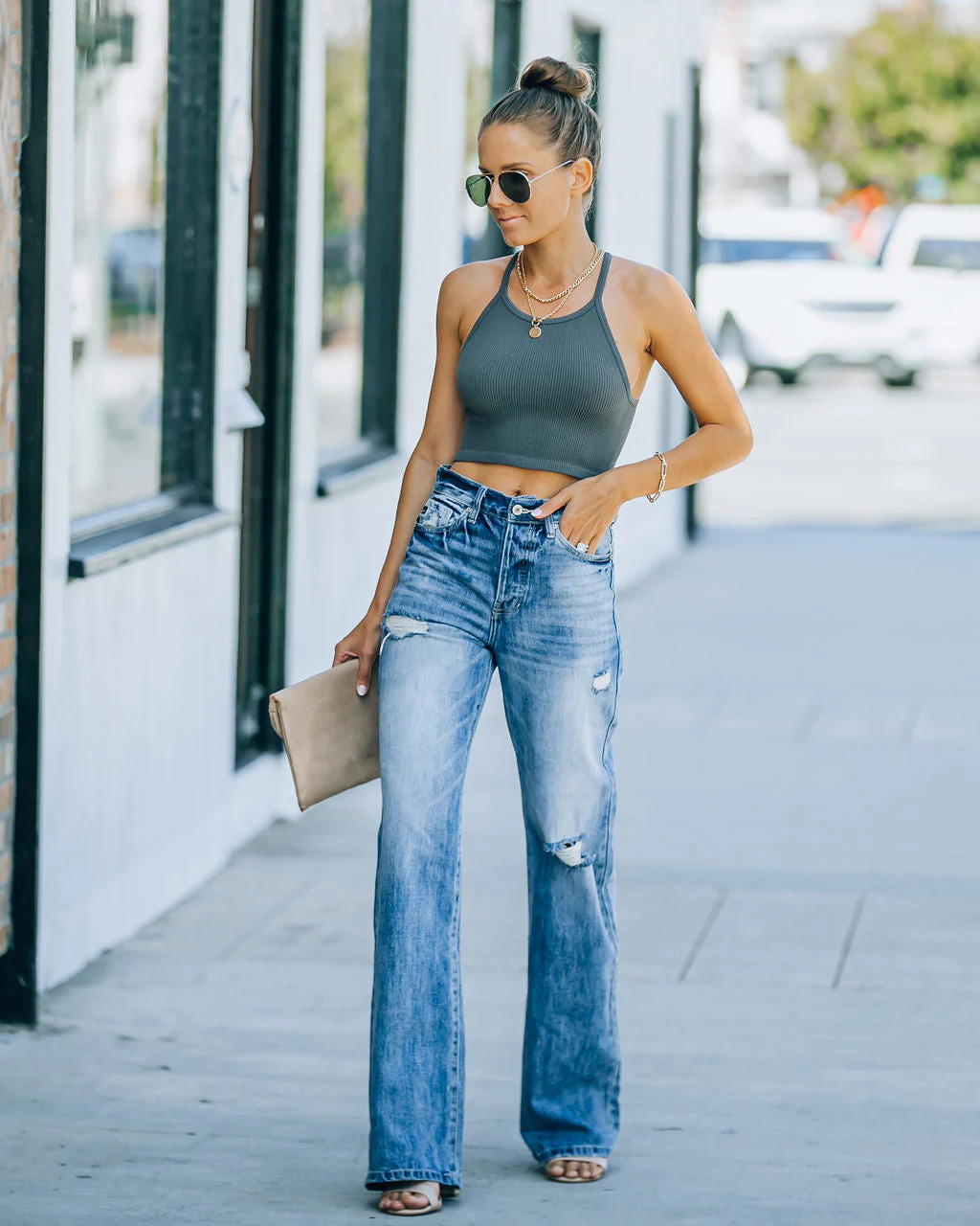 Warren High Rise Distressed 90'S Flare Denim