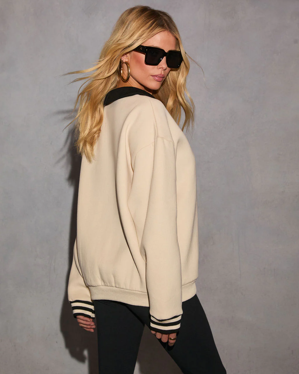 Minimal Edge Striped Quarter Zip Sweater