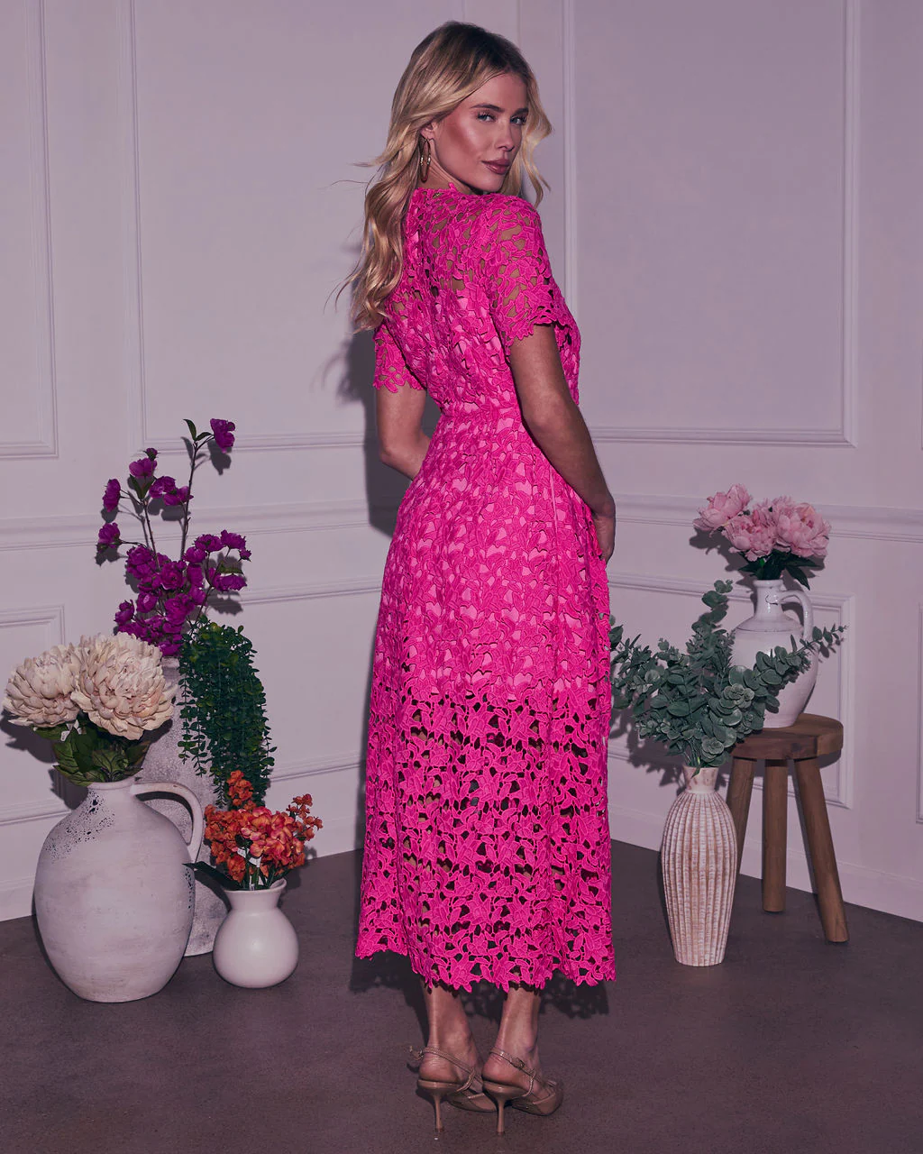 Garcelle Floral Lace Midi Dress