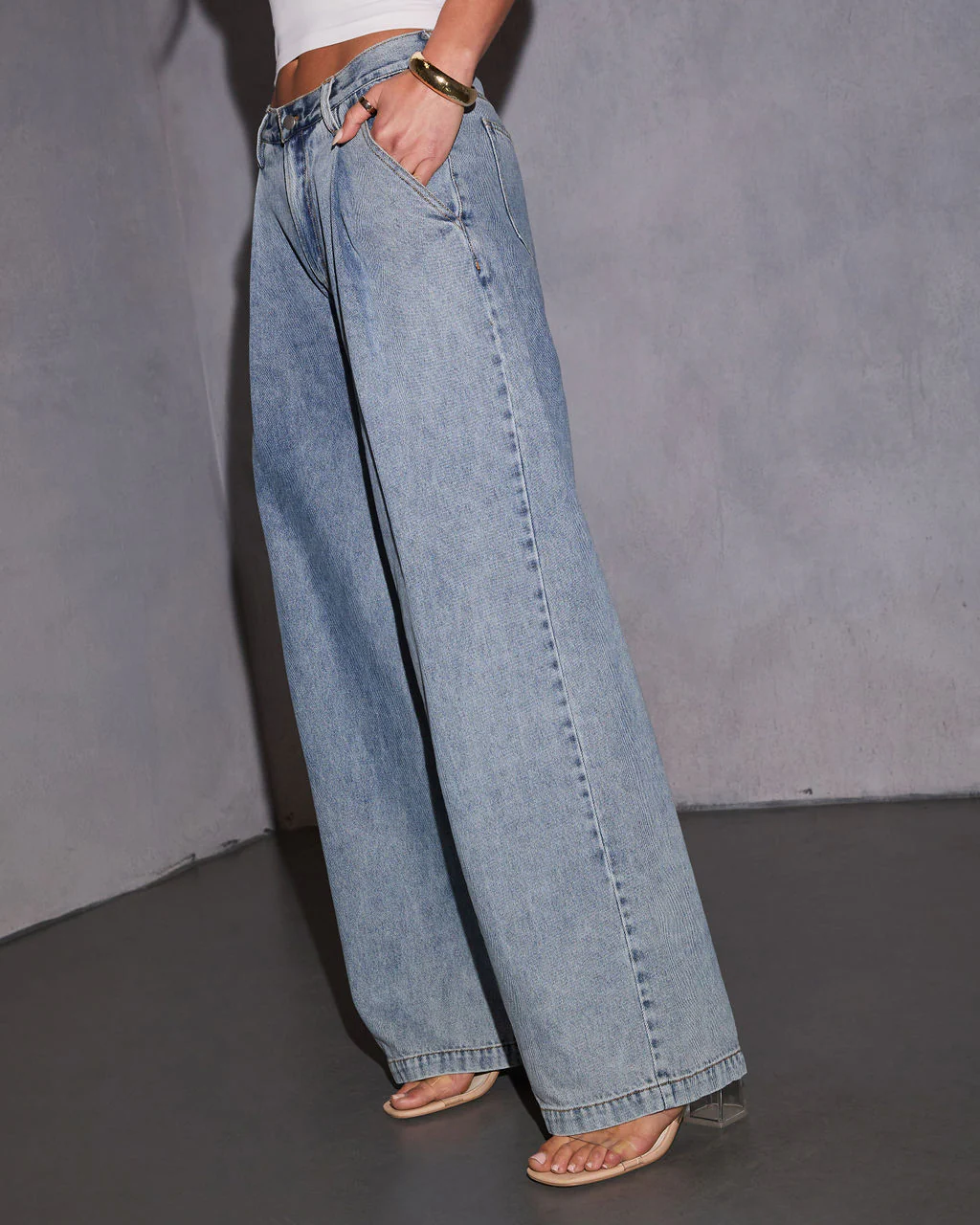 Lexington Pleated Wide Leg Jeans