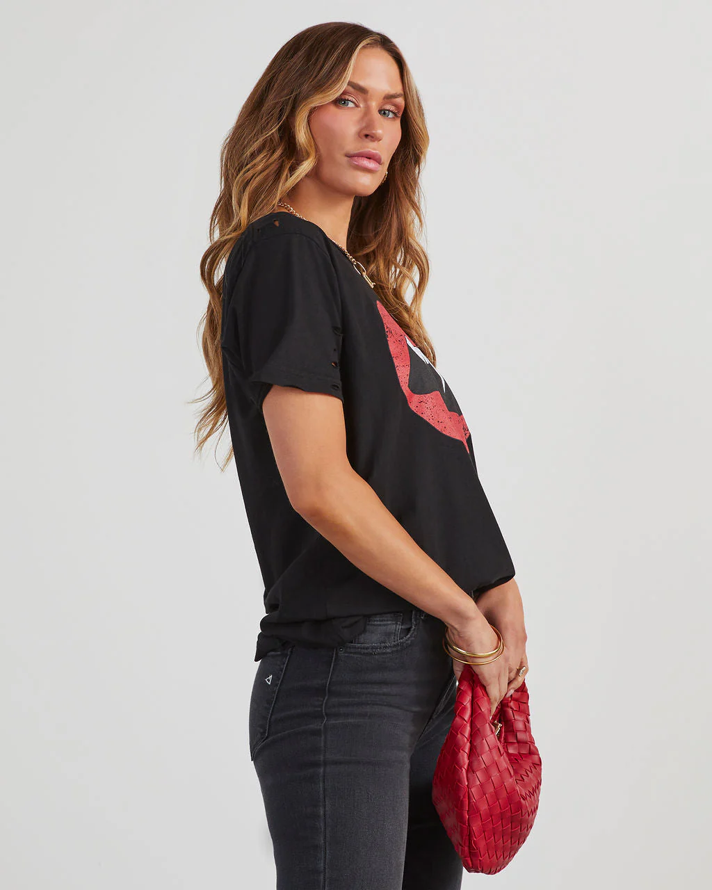 Vampire Lips Distressed Cotton Tee