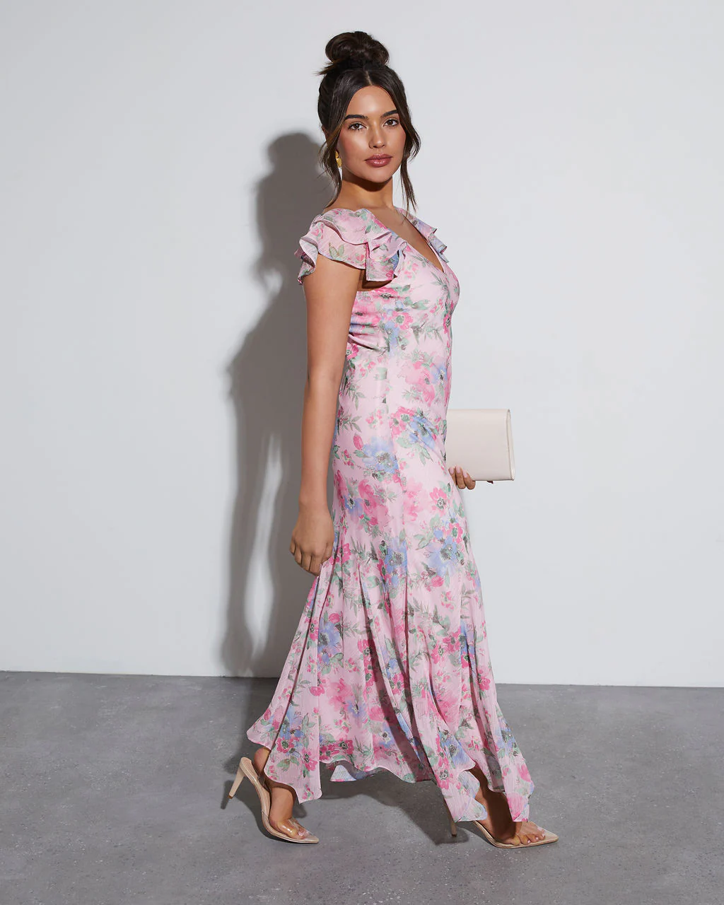 Orchard Floral Ruffle Sleeve Maxi Dress