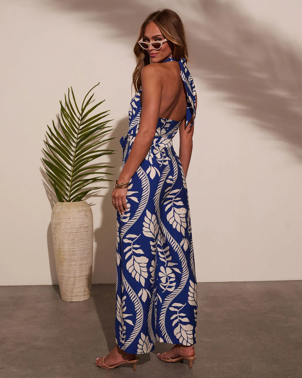 Romah Halter Waist Tie Jumpsuit