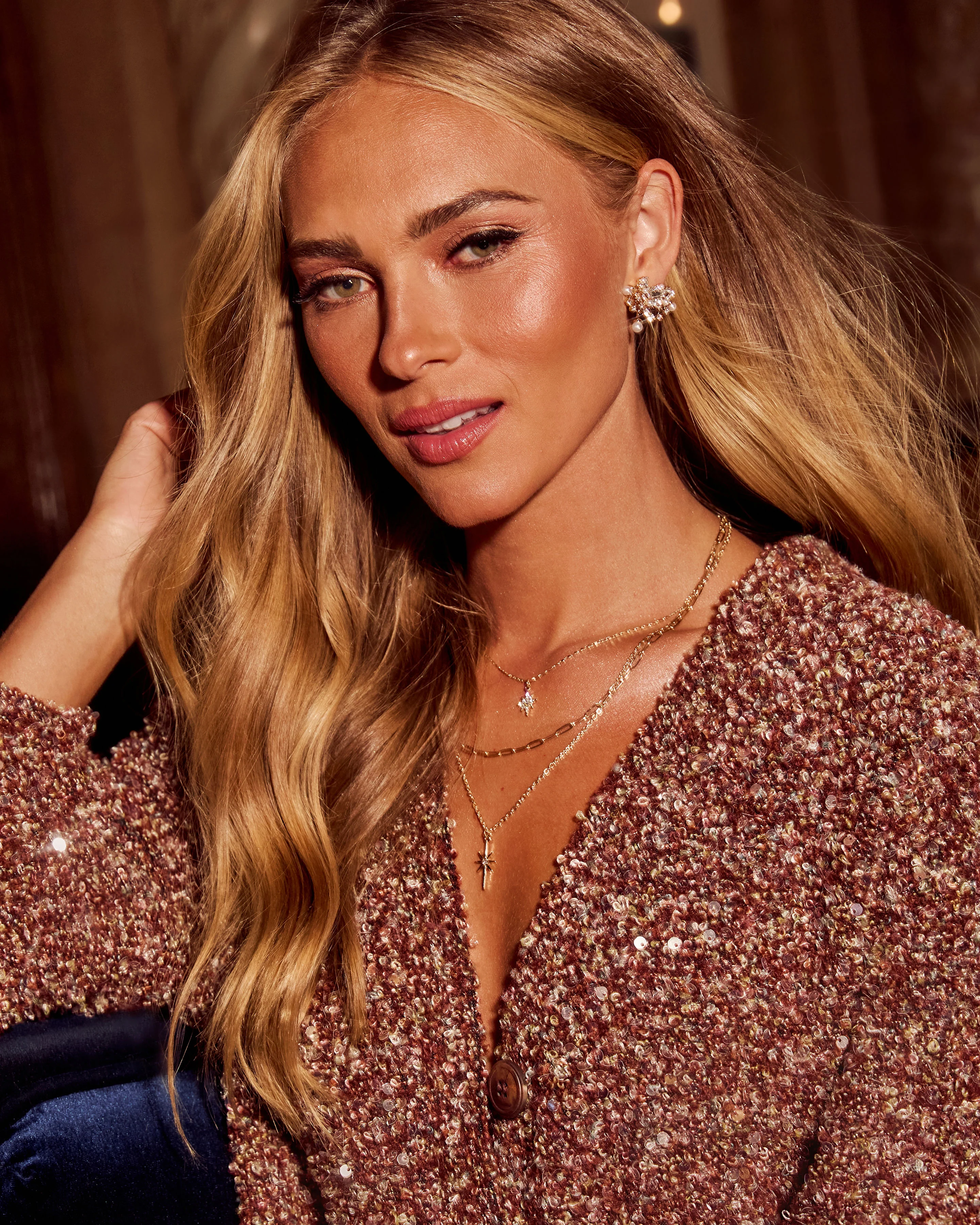 Look Again Rhinestone And Pearl Stud Earrings