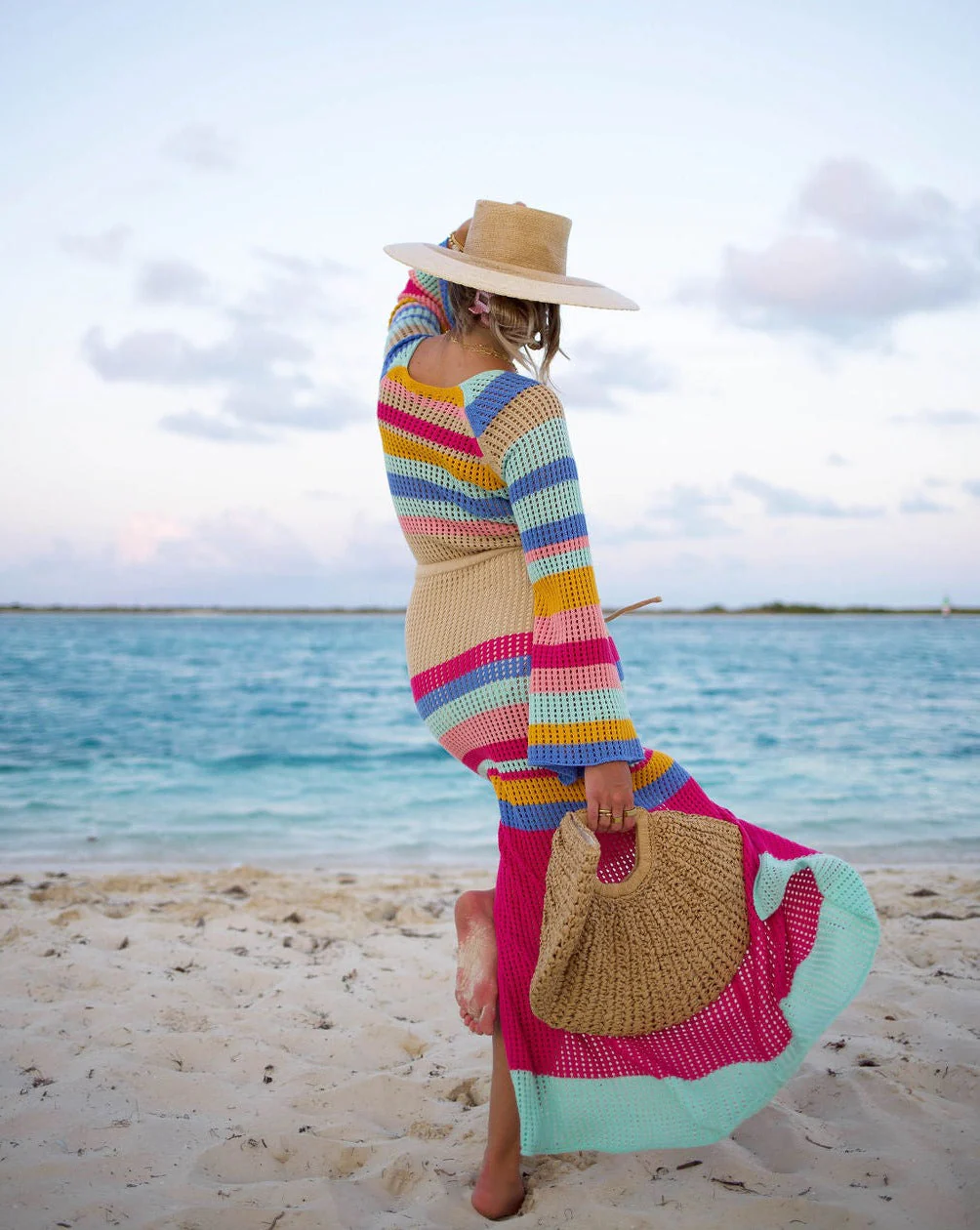 By The Sea Crochet Maxi Cover Up Dress