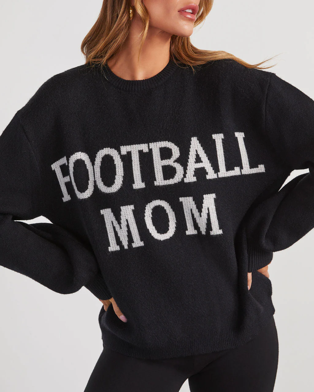 Football Mom Knit Pullover Sweater
