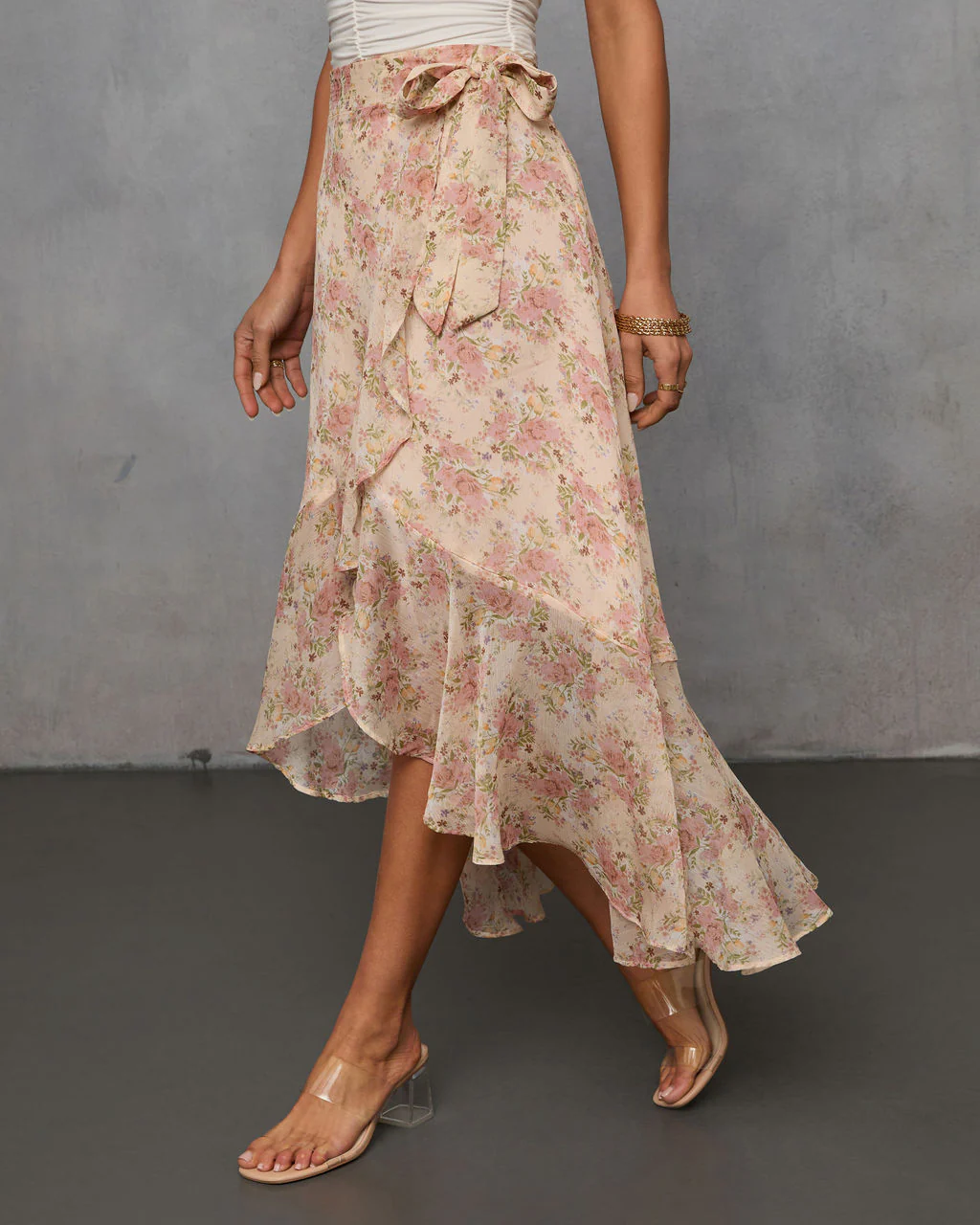 Wildly Radiant Floral Chiffon Wrap Skirt