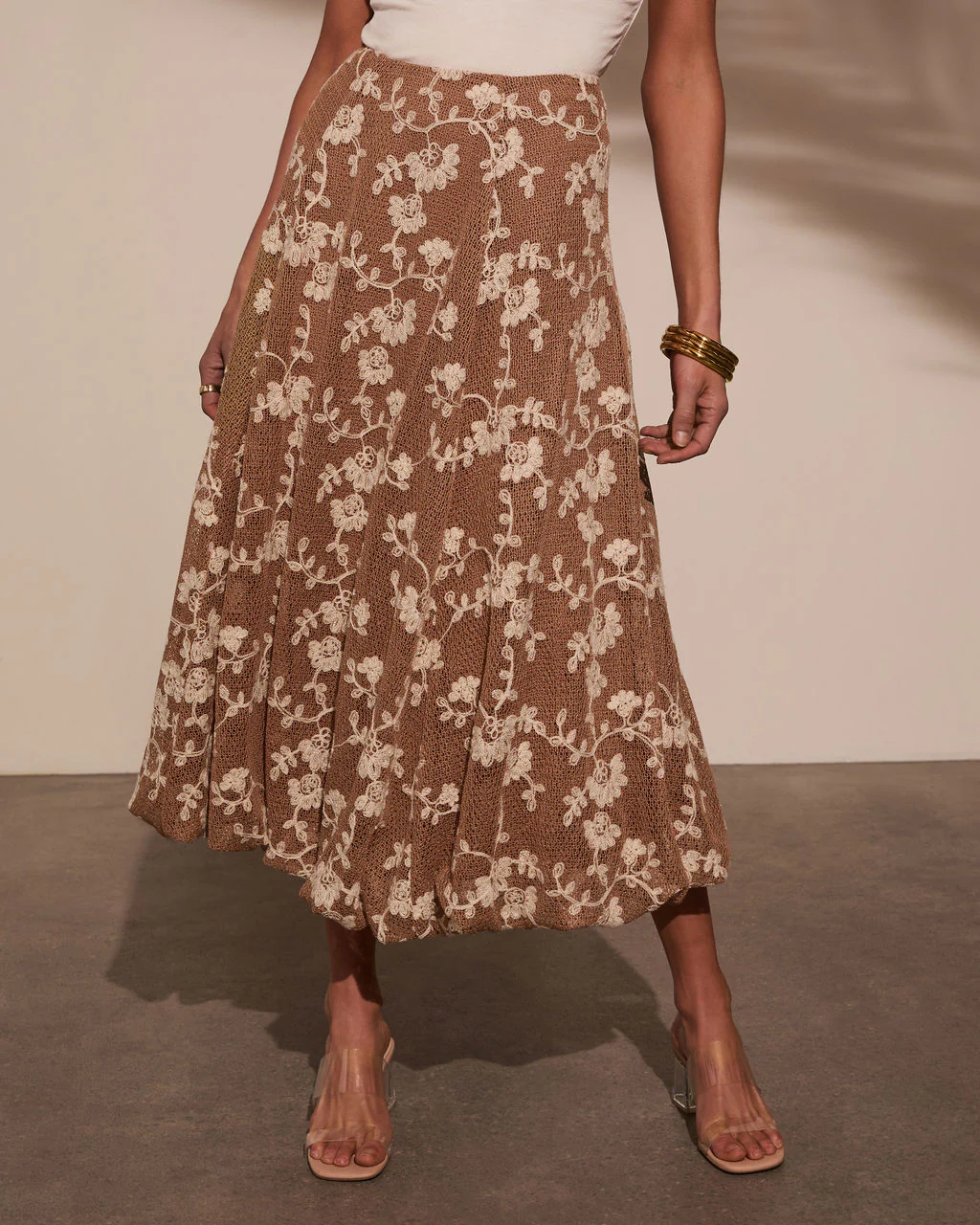 Tova Crochet Floral Midi Skirt
