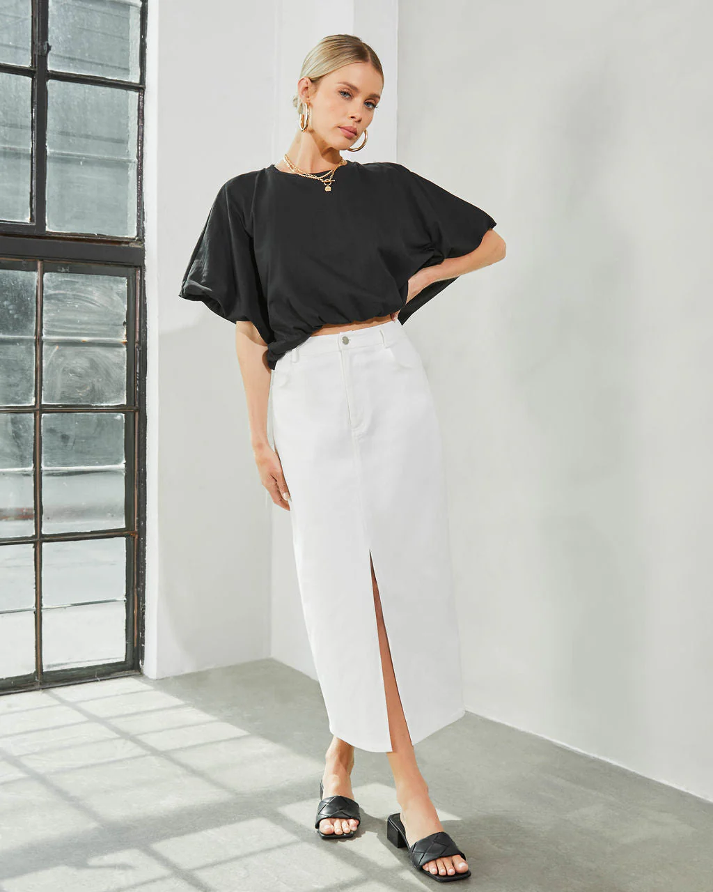 Kaylee Bubble Hem Cotton Crop Top