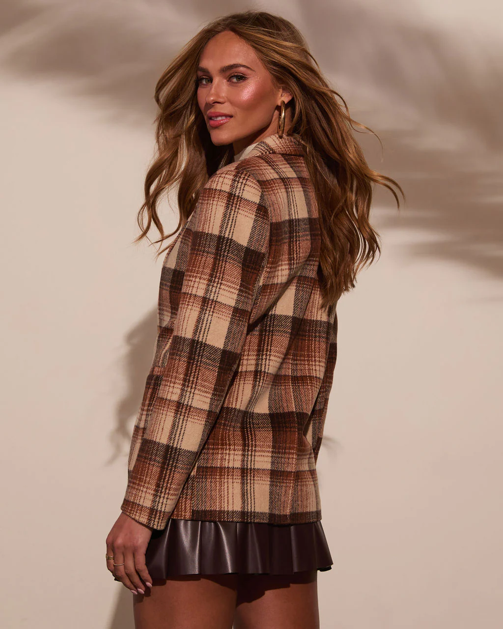 Eve Pocketed Plaid Blazer