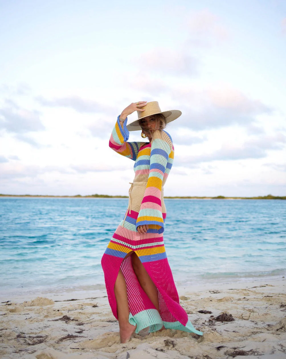 By The Sea Crochet Maxi Cover Up Dress