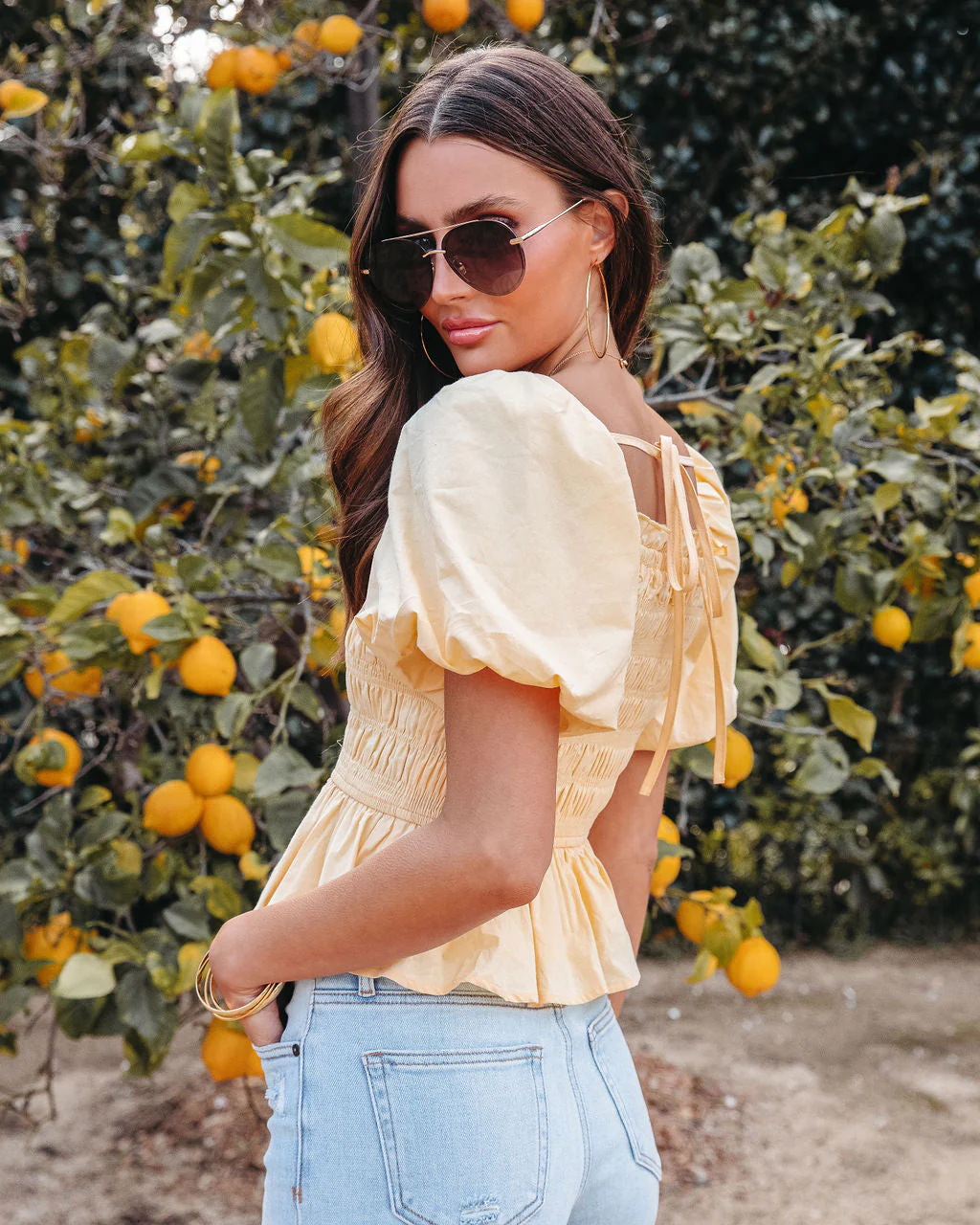 Trysta Cotton Smocked Peplum Top