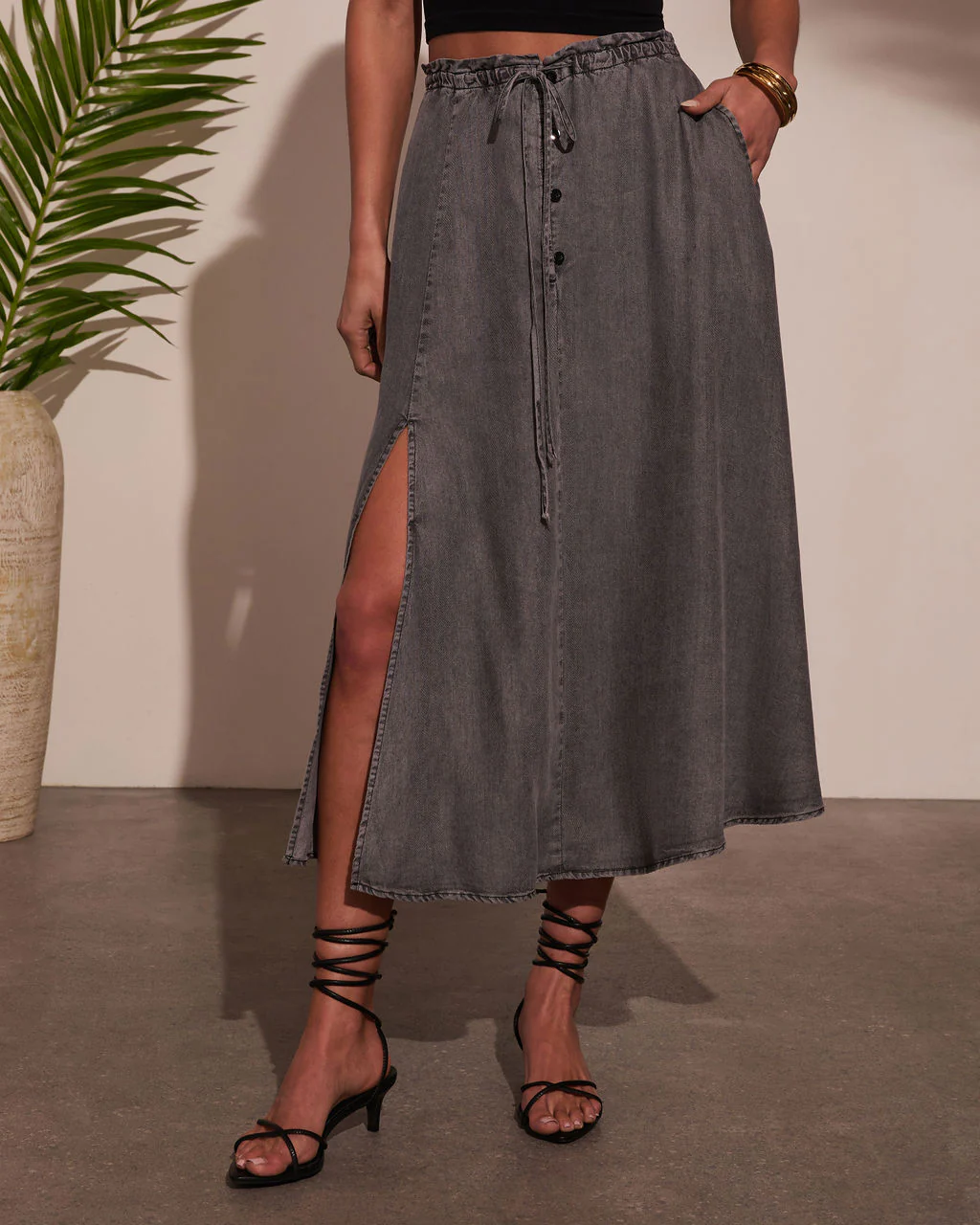 Willow Wander Waist Tie Midi Skirt