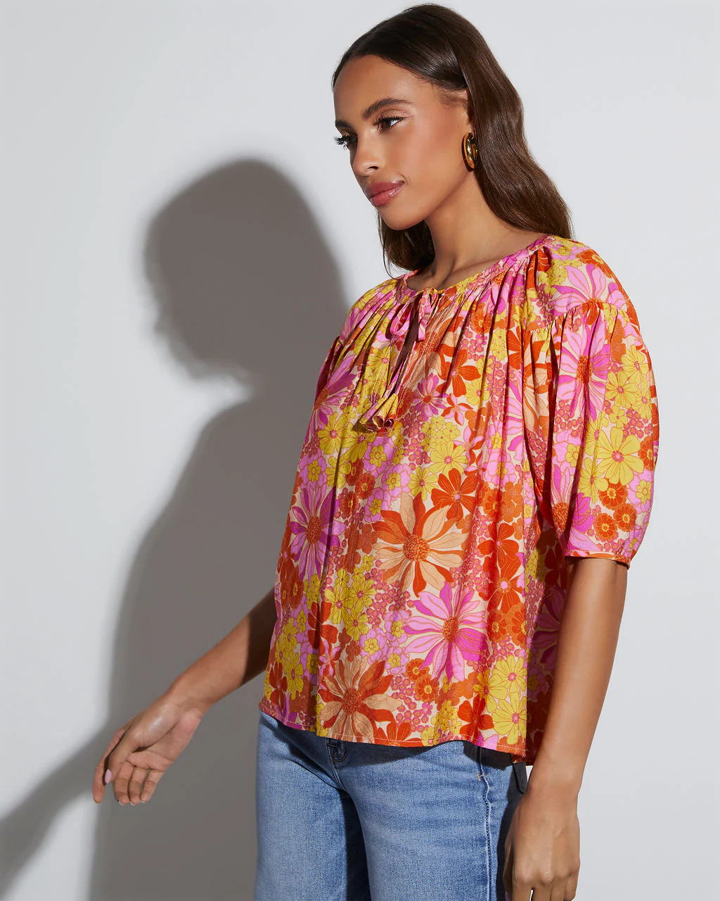 Tropical Escape Floral Short Sleeve Blouse