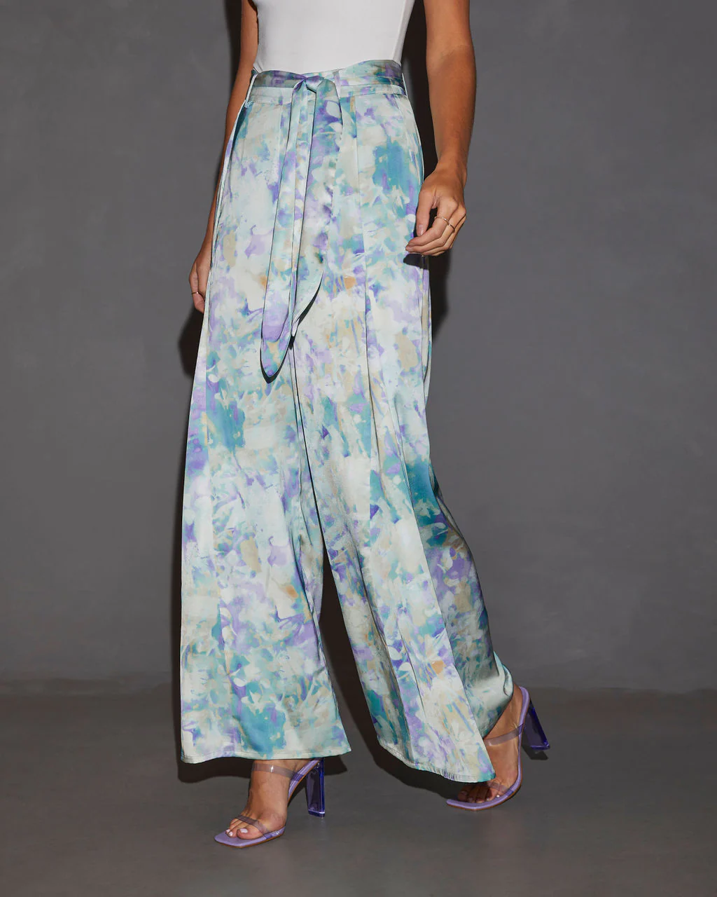 Meridian Wide Leg Printed Tie Waist Trouser
