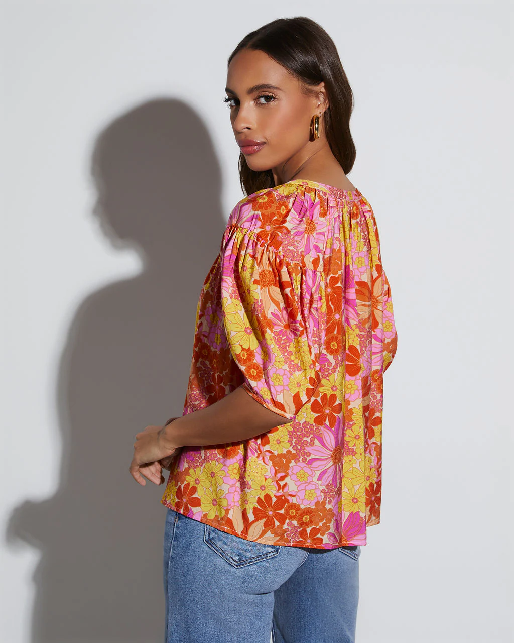 Tropical Escape Floral Short Sleeve Blouse