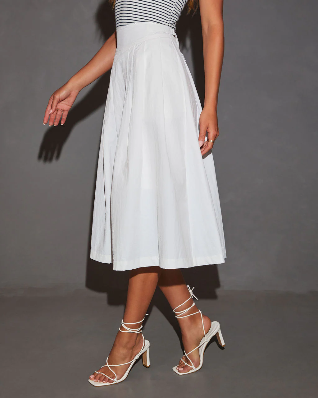 Charlena A-Line Pocketed Midi Skirt