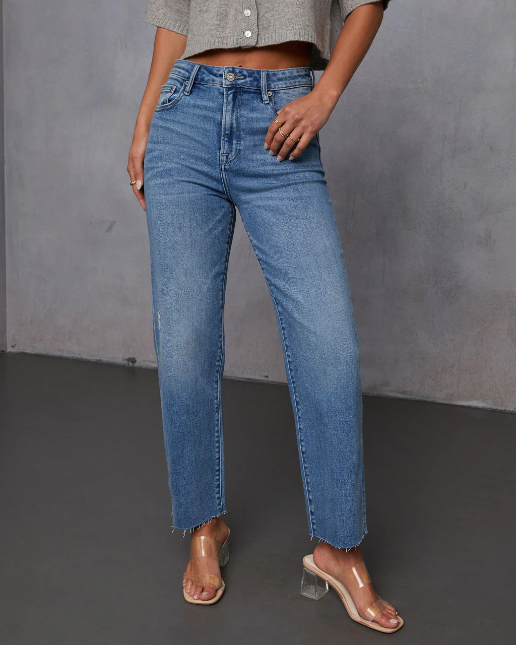 Mikal Frayed Cropped Jeans