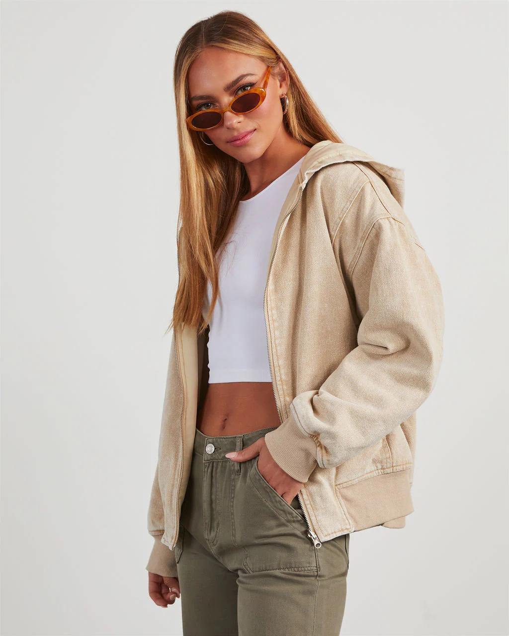 Conner Reversible Hooded Denim Bomber Jacket