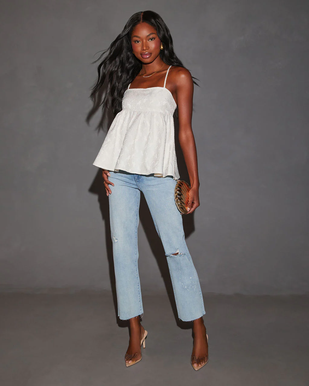 Kalani Babydoll Spaghetti Strap Top