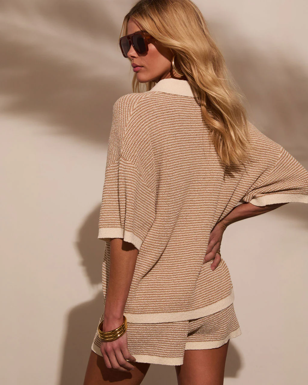 Cloud Nine Contrast Trim Knit Polo Top