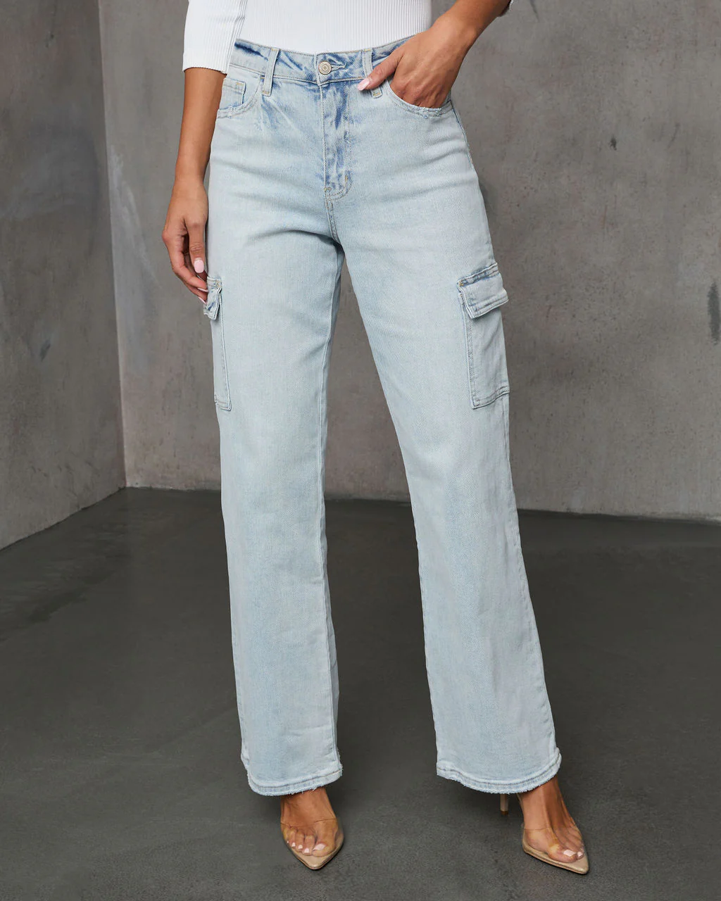 Derossi 90S High Rise Cargo Jeans