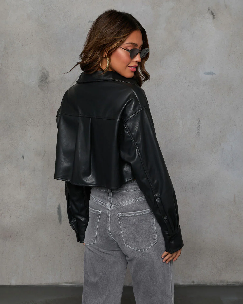 See About Me Cropped Leather Top