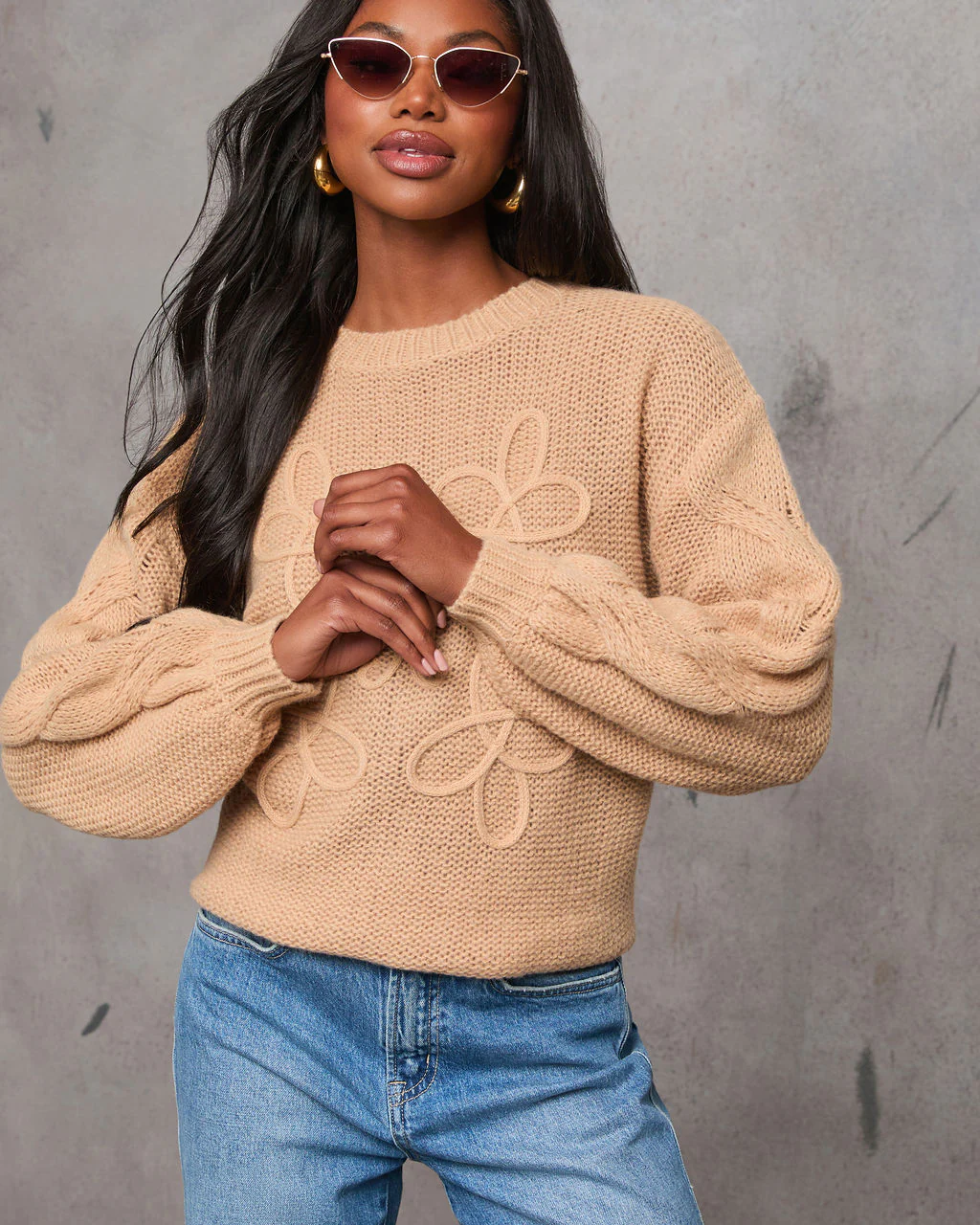 Natalee Embroidered Crew Neck Sweater