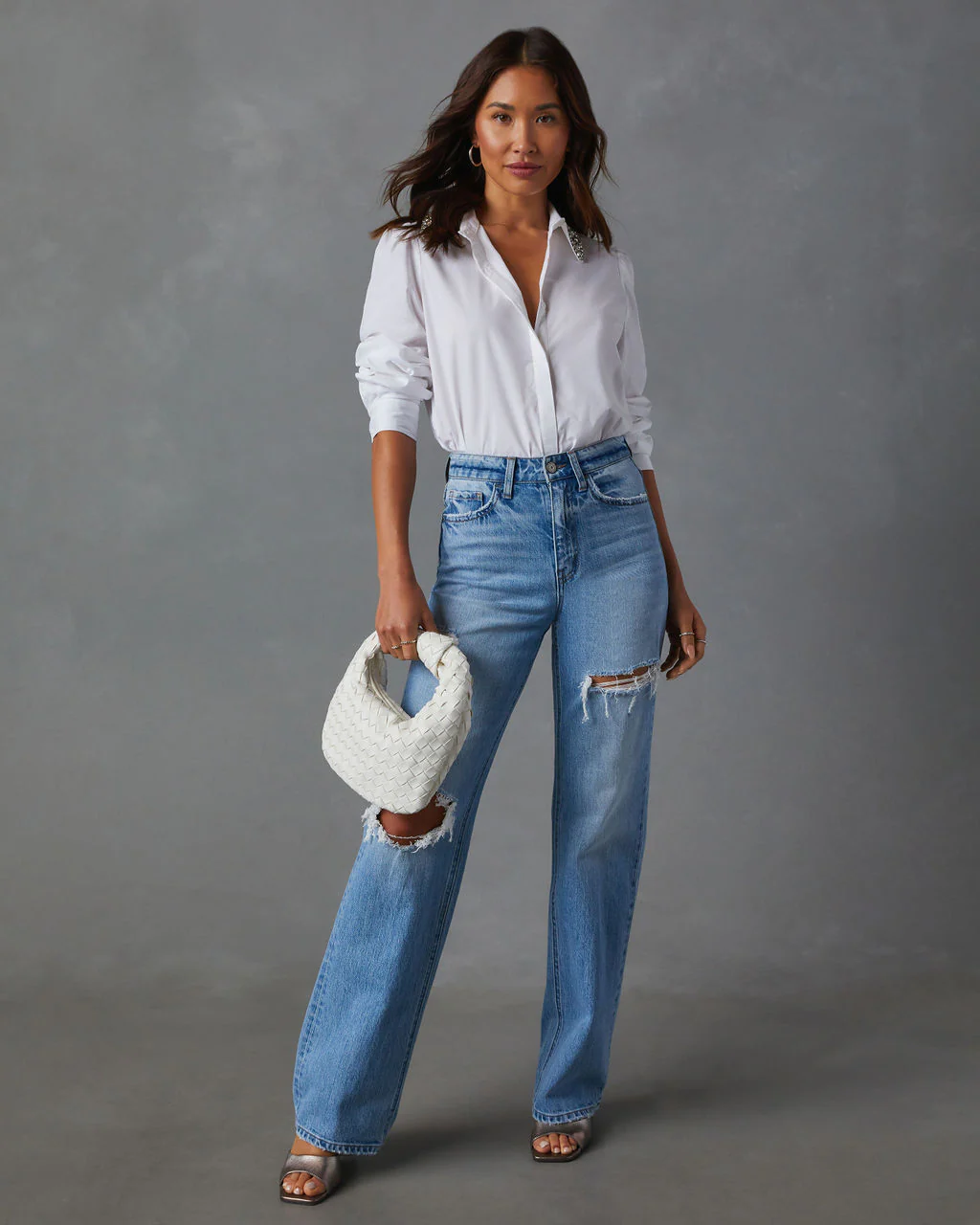 Naya Embellished Collared Button Down